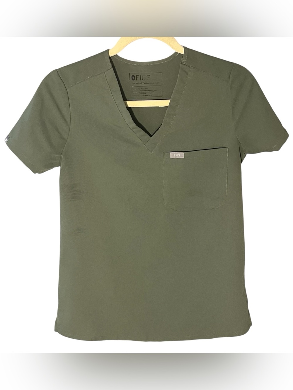 💚FIGS Catarina One-Pocket Scrub Top. Color-Moss. Size-XXS. Pre-owned.